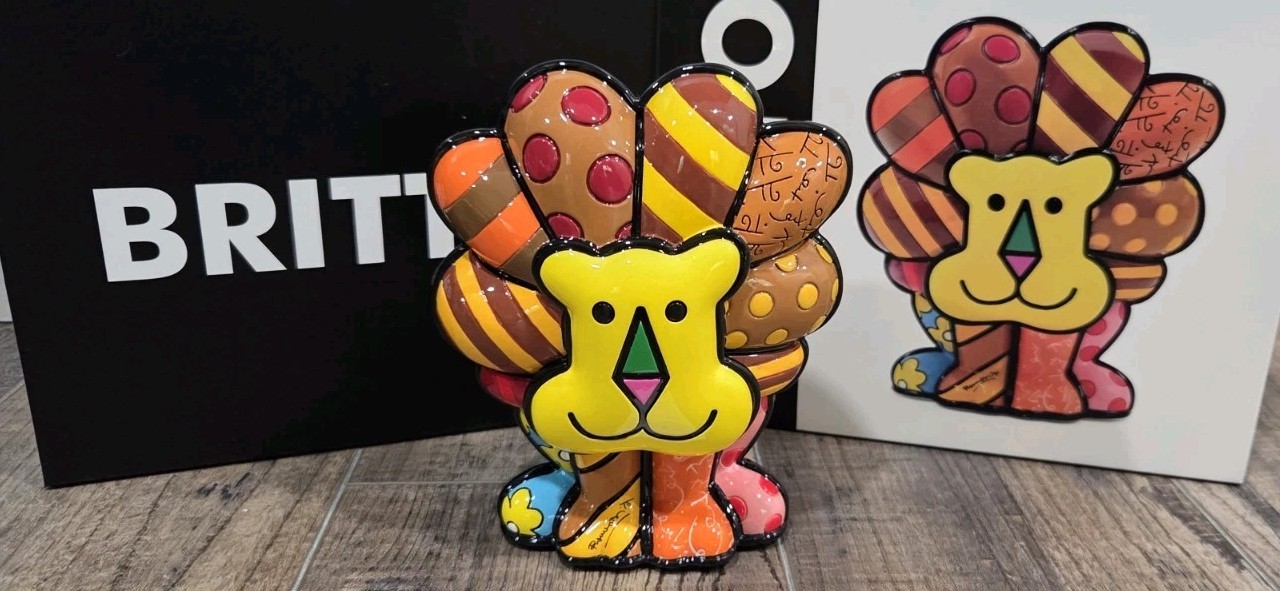 ROMERO BRITTO Rare LION Figurine Collectible NEW Artwork 5″ x 5″ MSRP $225.00