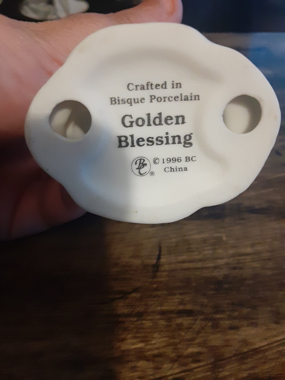 Golden Blessing Praying Angel Figure Bisque Porcelain Bronson Collectibles 1996