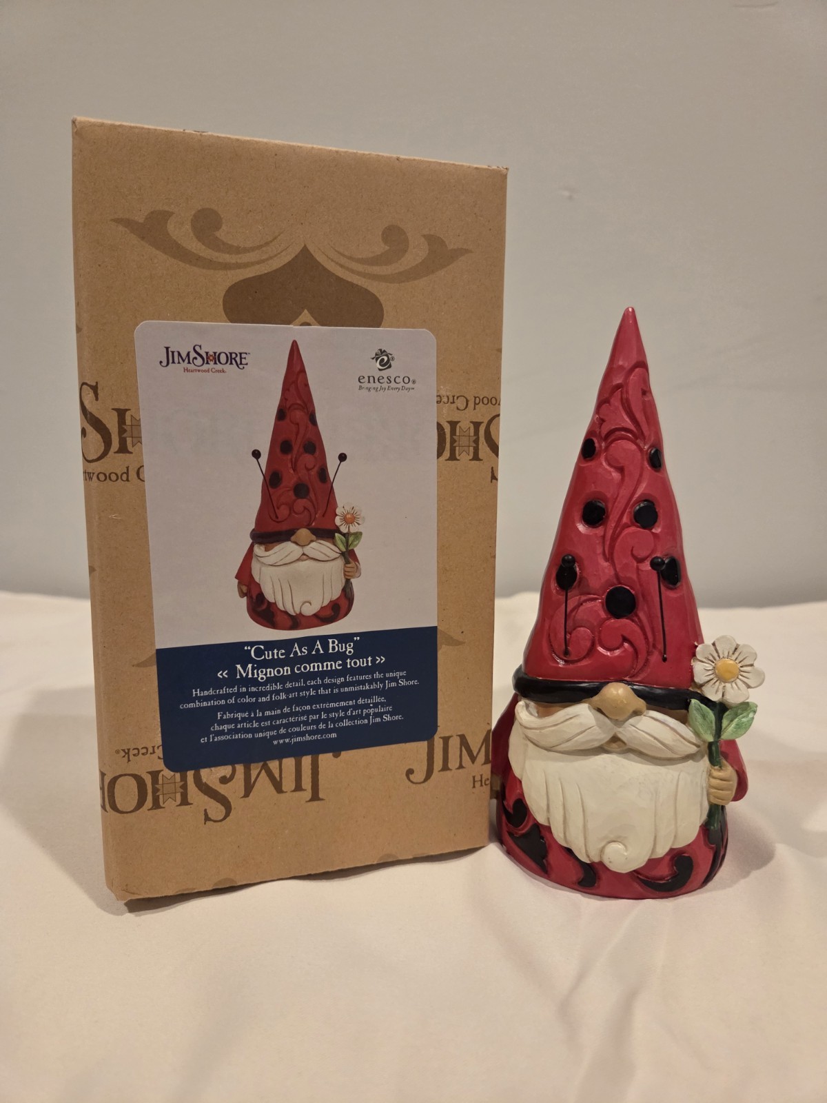 Jim Shore Ladybug Gnome 6.5″ #6010288 Heartwood Creek Enesco NEW Figurine