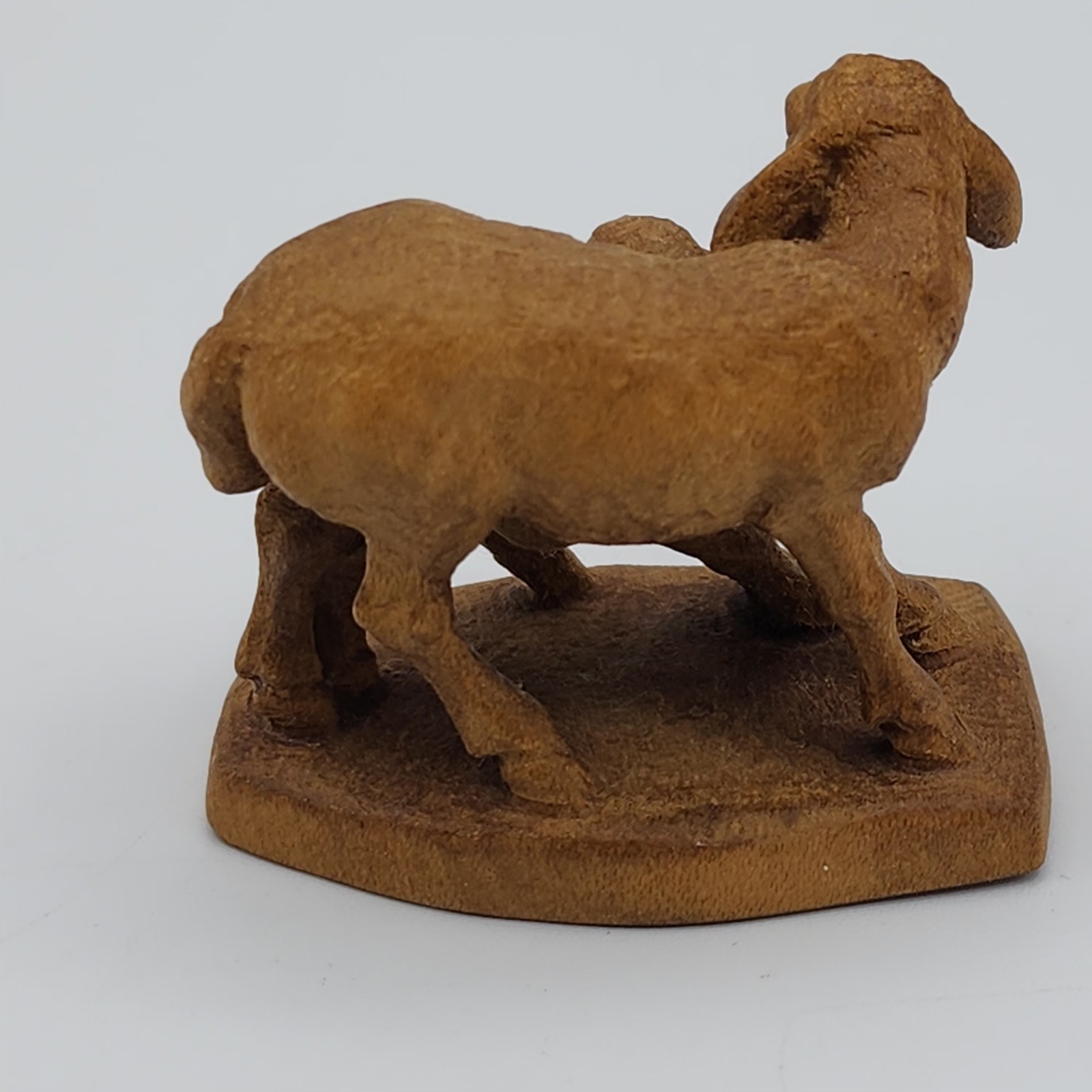 European Miniature Carved Wooden Sheep German? Italian? 2″ Long x 1 1/4″ Tall