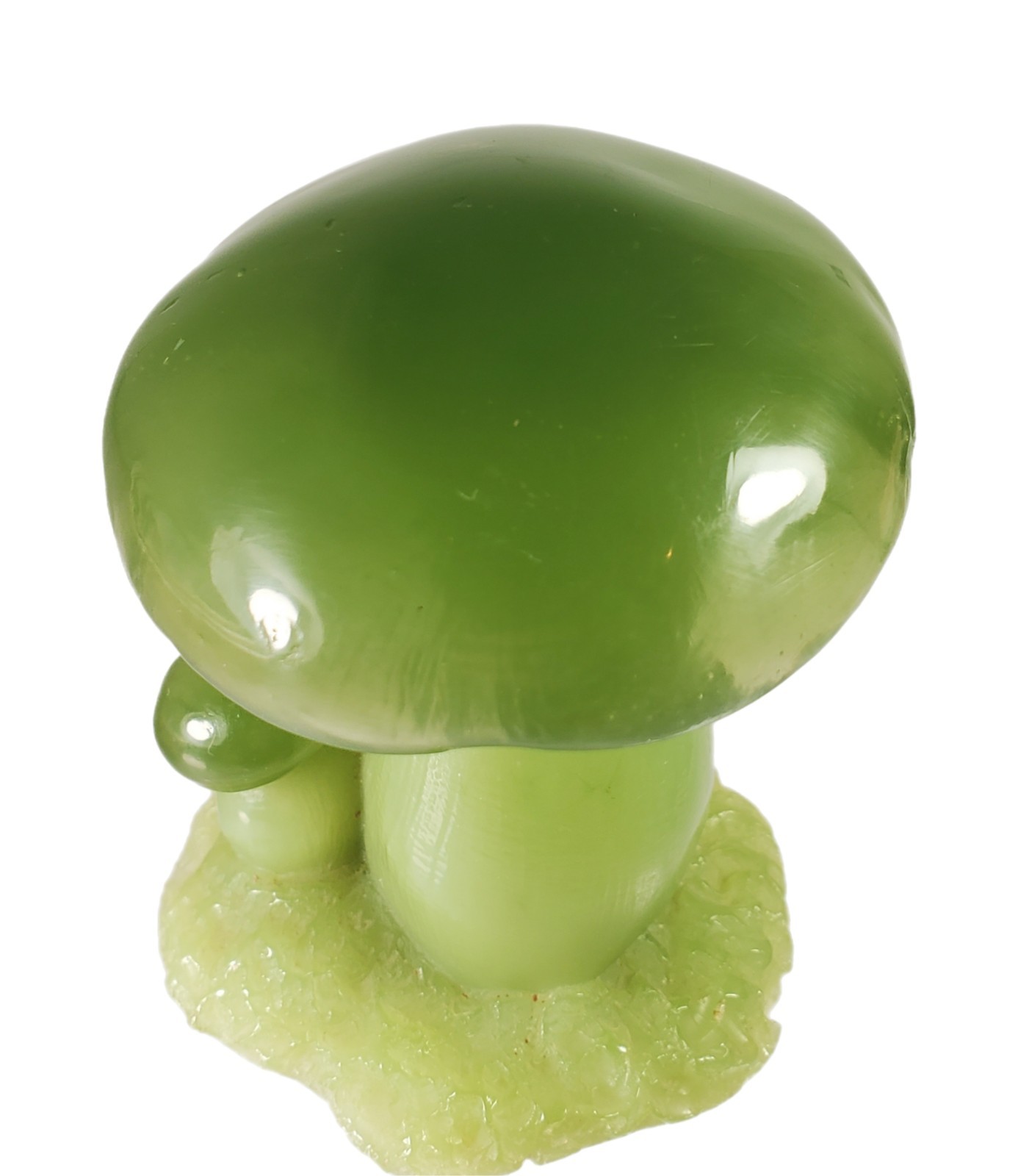 70s MCM Wony Ltd Italy Faux Jade Mushroom Handcarved Resin Figurine Home Decor