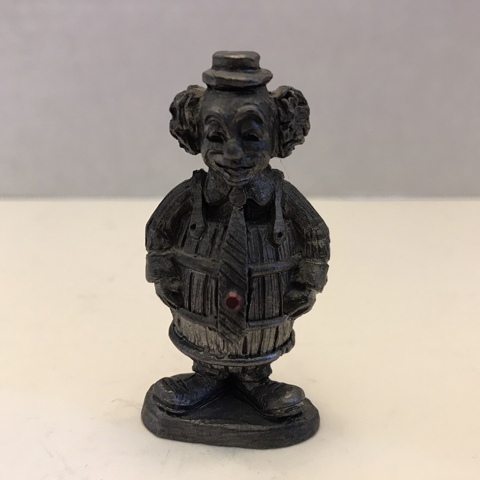 Vintage Michael Anthony Ricker Pewter Clown In A Barrel Sign & Dated Approx 2.5”