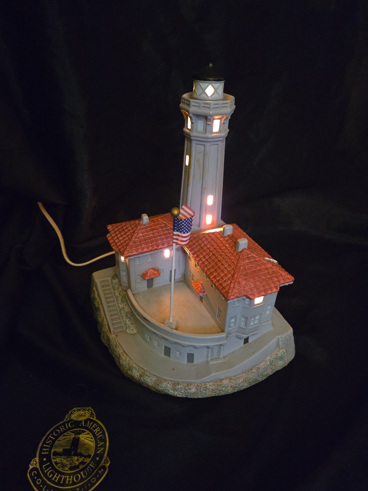 Lefton Historic American Lighthouse Alcatraz Island CA Porcelain Light Up