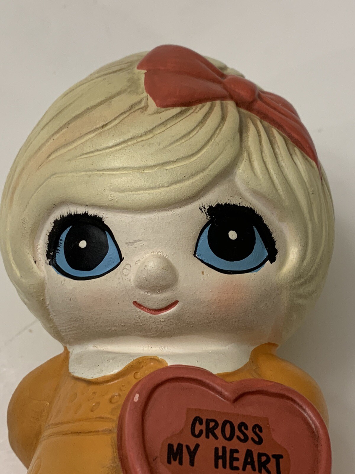 Piggy Coin Bank Ceramic Girl “Cross My Heart I Love You” Retro Paula Japan