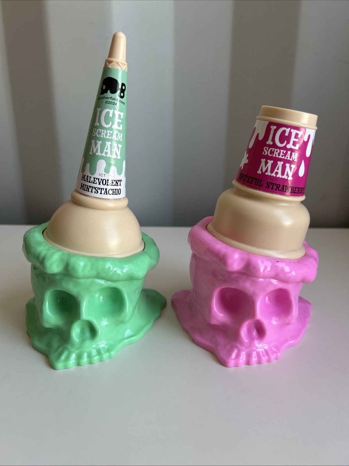 Set Of 2 Ice Scream Man by artist Ryan Brutherford Mintstachio & Strawberry.