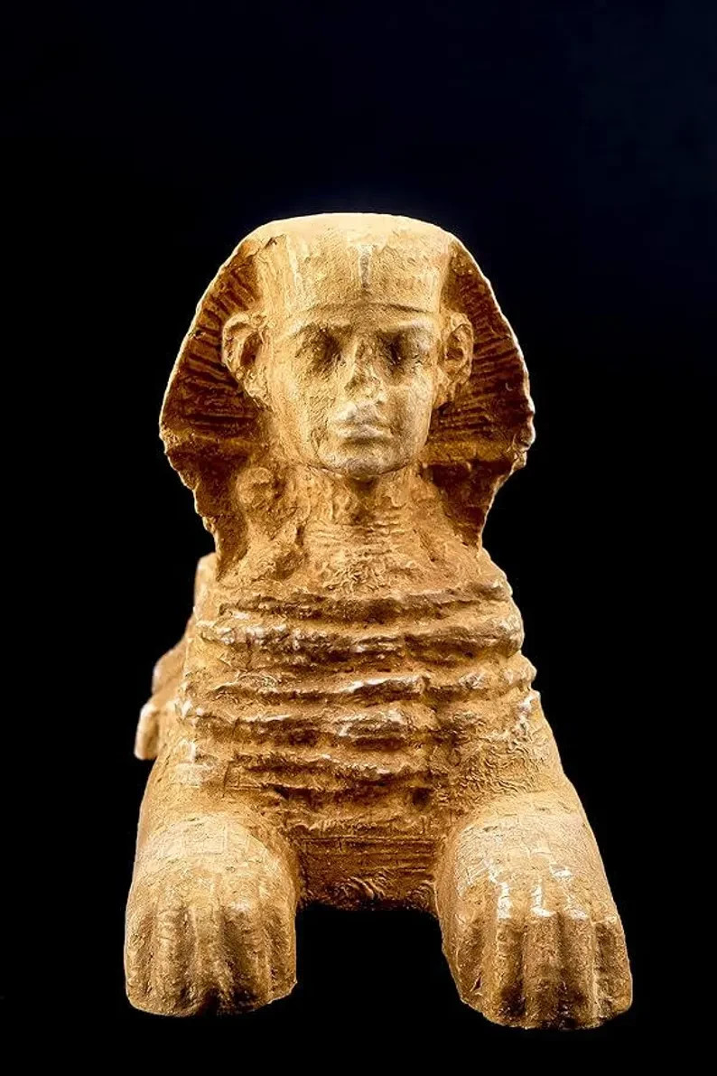 Hand Carved Sphinx Statue: Egyptian Replica Statue, Heavy Stone Home Decor