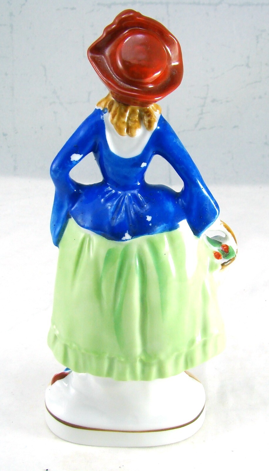 Unknown Maker Occupied Japan COLONIAL LADY WITH A BASKET Figurine READ