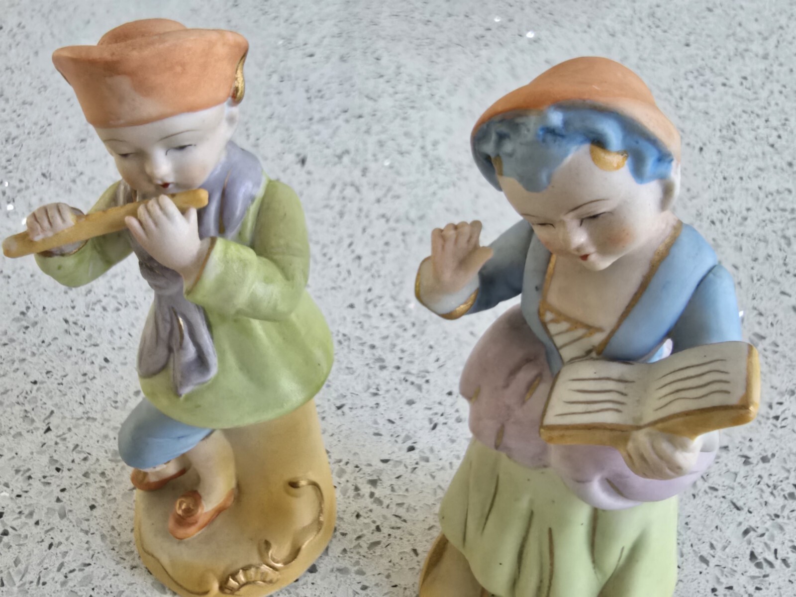 Andrea Hand Painted Figurine Occupied Japan 1947-1952 Reader / Piper | Rare 2x