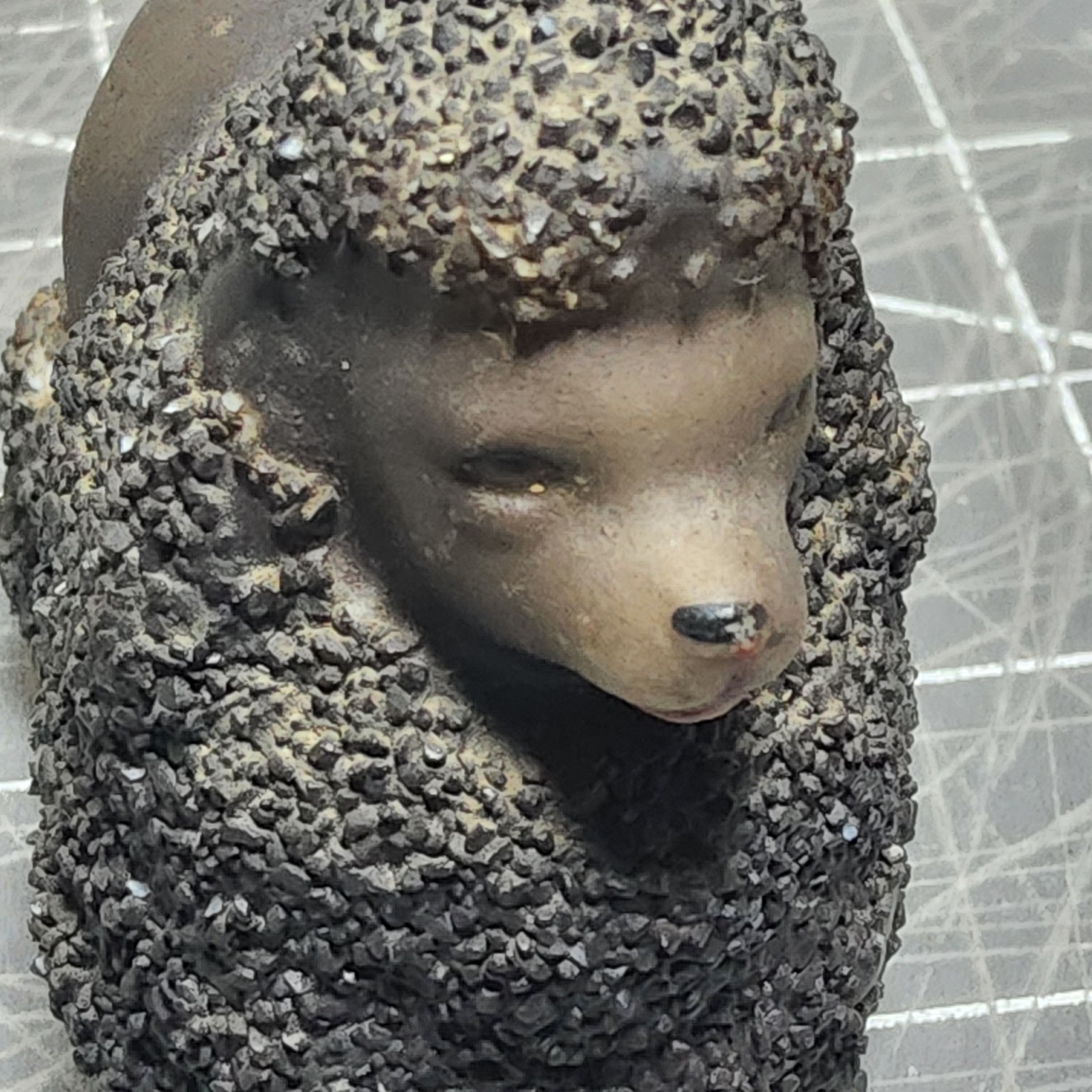 Vintage 50s 3x3x2 porcelain spaghetti poodle figure japan bronze midmod decor