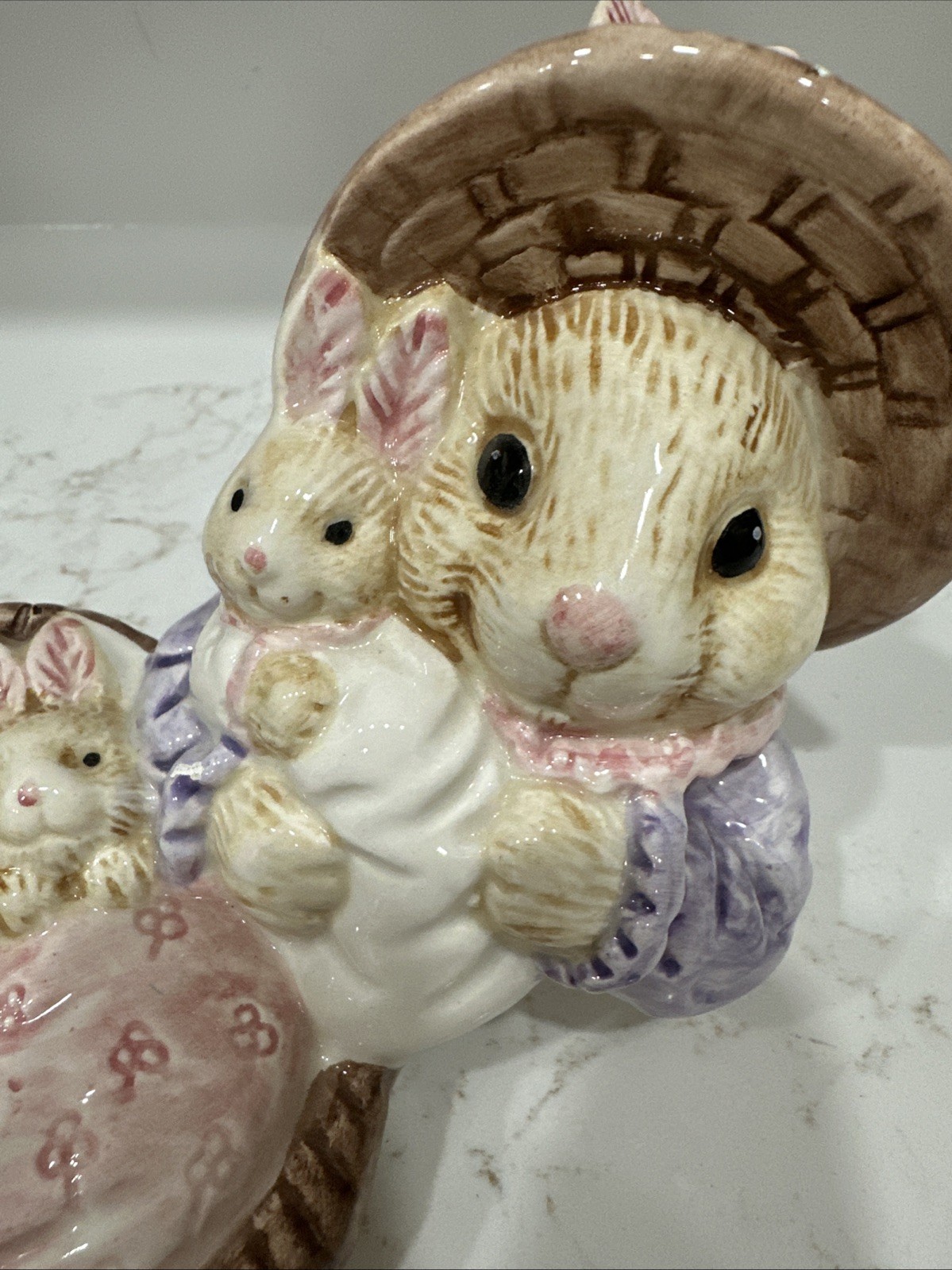 Momma Bunny And Babies Figurine Spring Easter