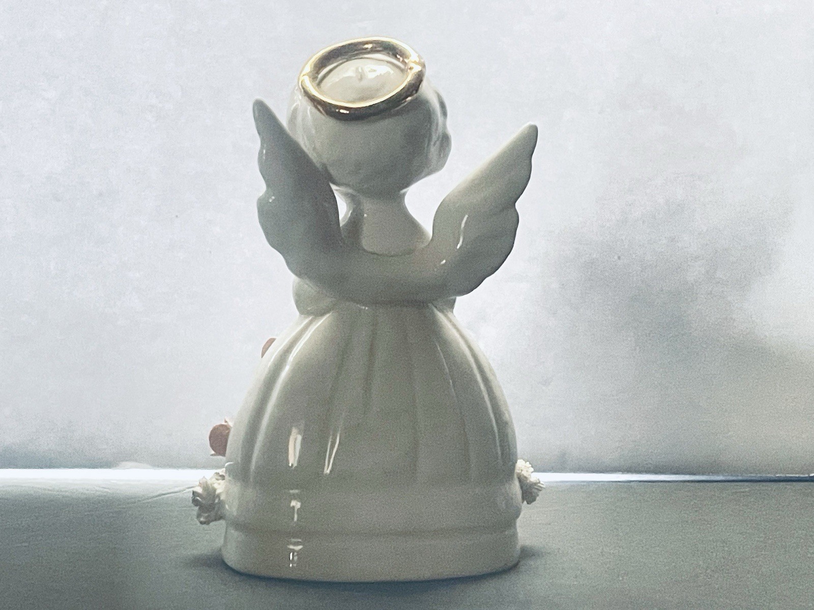Vintage Ceramic June Angel Wedding figurine with spaghetti trim 1950s Japan