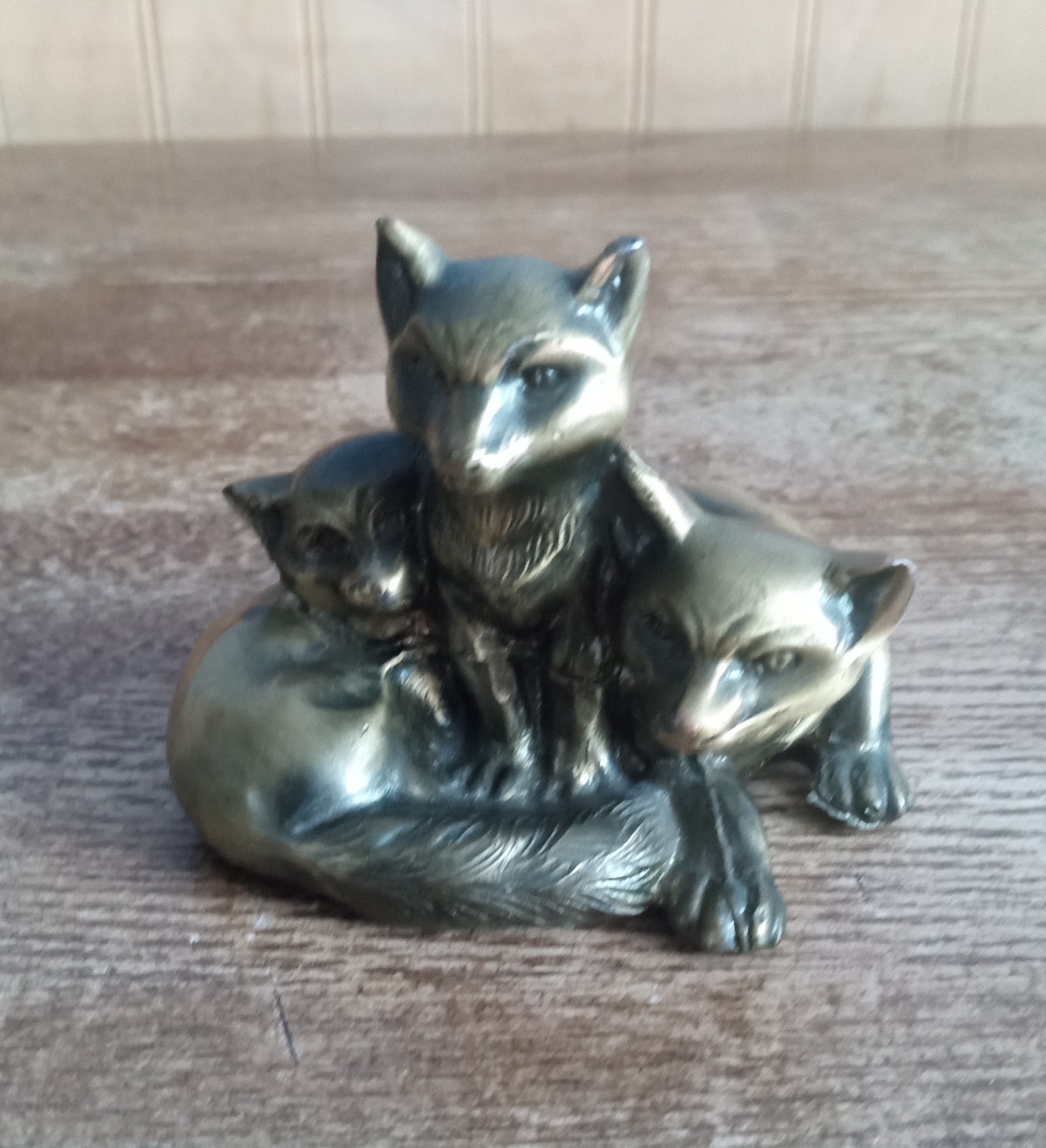 Vintage Jennings Brothers Brass/Bronze Foxes Figurine JB1432