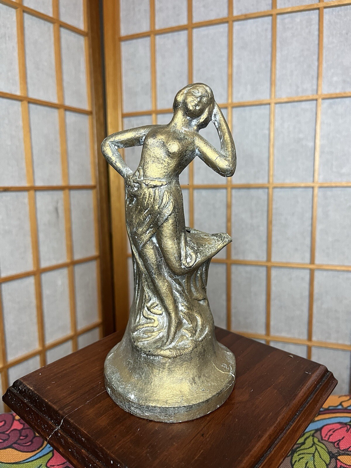 Antique art nouveau dancing woman cast metal 7.5″