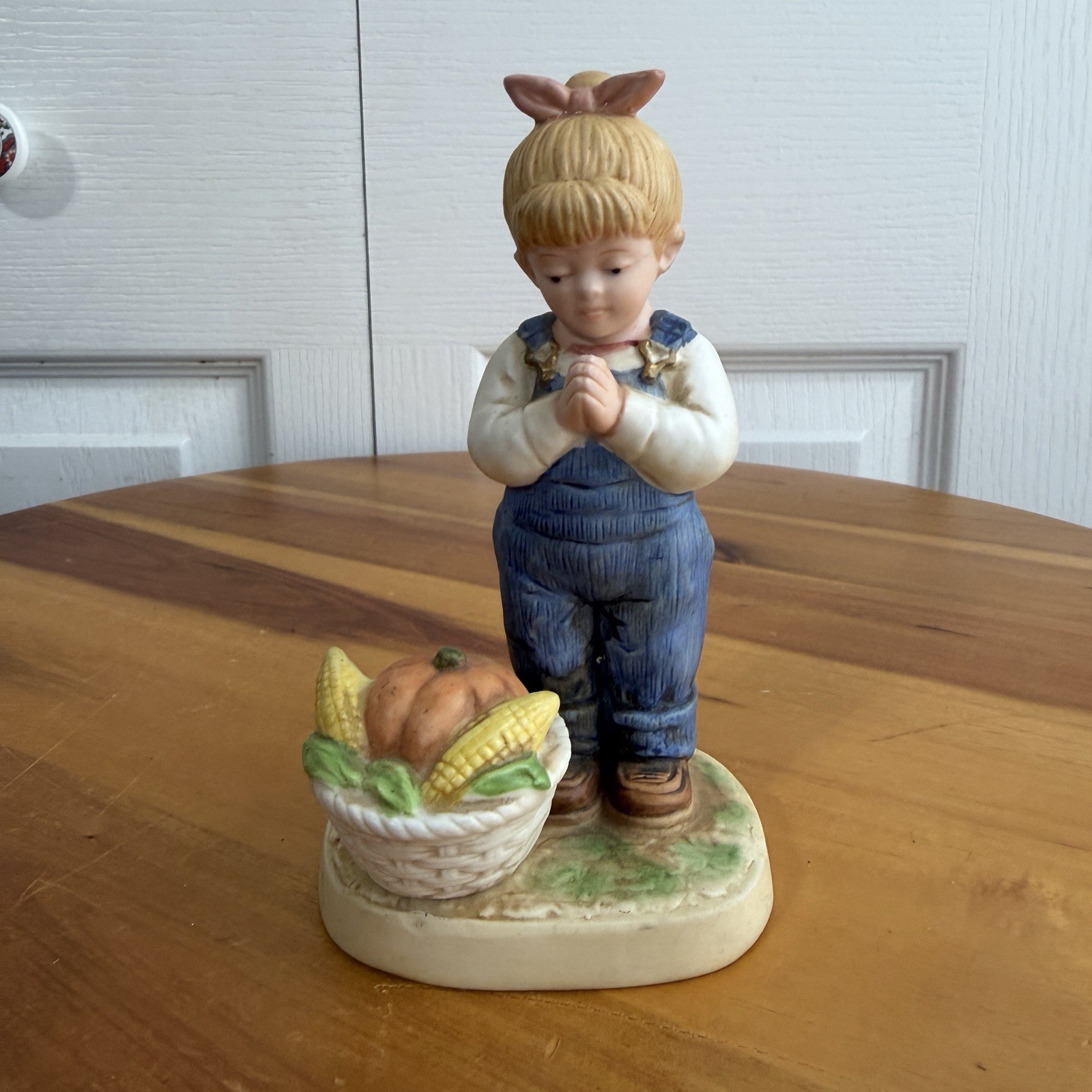 Homco Denim Days 1985 Time For Thanks Thanksgiving Fall Figurine Cottage Farm