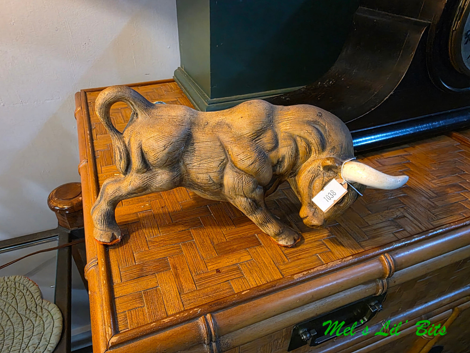 Vintage MCM Bull Figurine Japan Matte Glaze Glossy Horns Napcoware