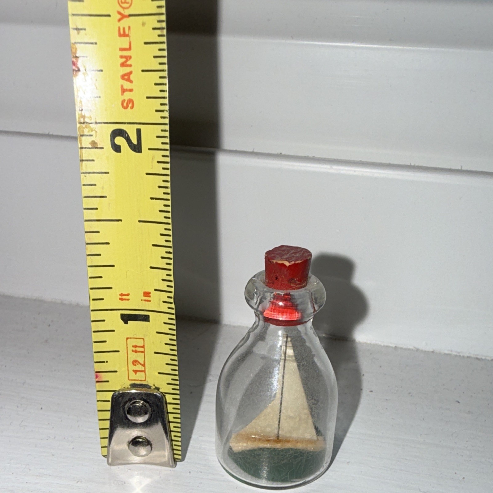 Vintage 1.5″ miniature doll house glass Ship in a Bottle