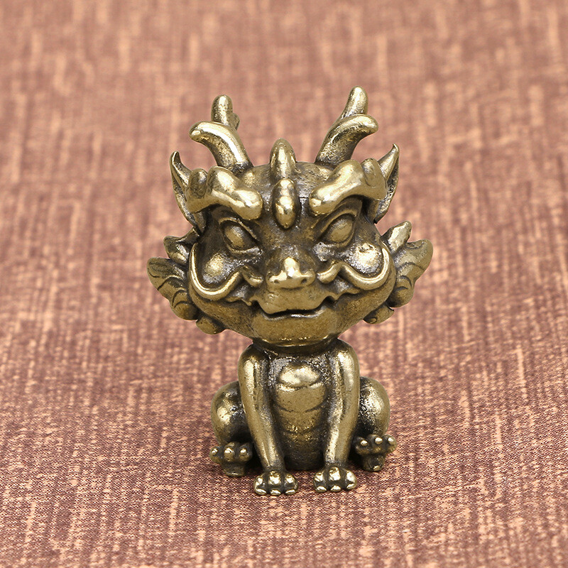 Solid Brass Pi Xiu Figurine Small Statue Home Ornament Figurines Collectibles