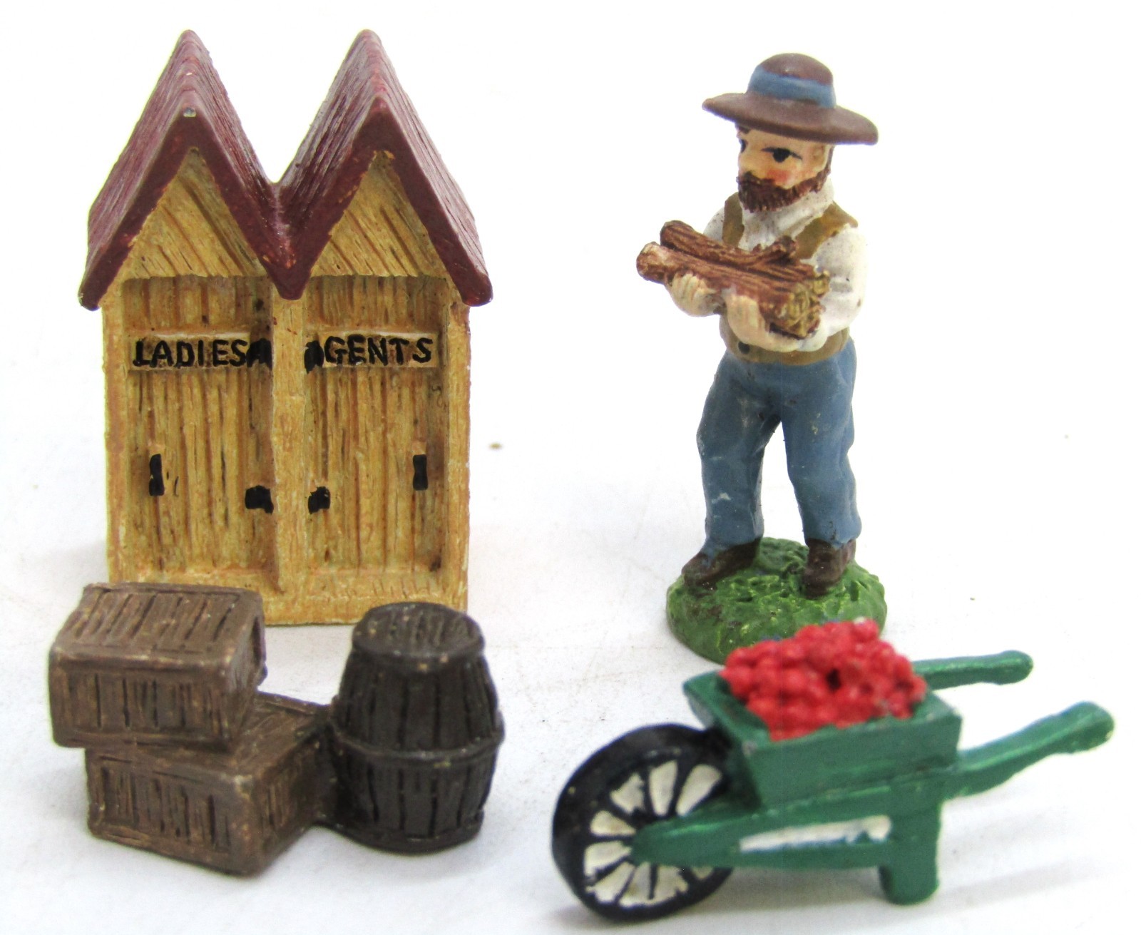 Vintage IRS China Cast Iron Metal Village Figurines, Set of 11.