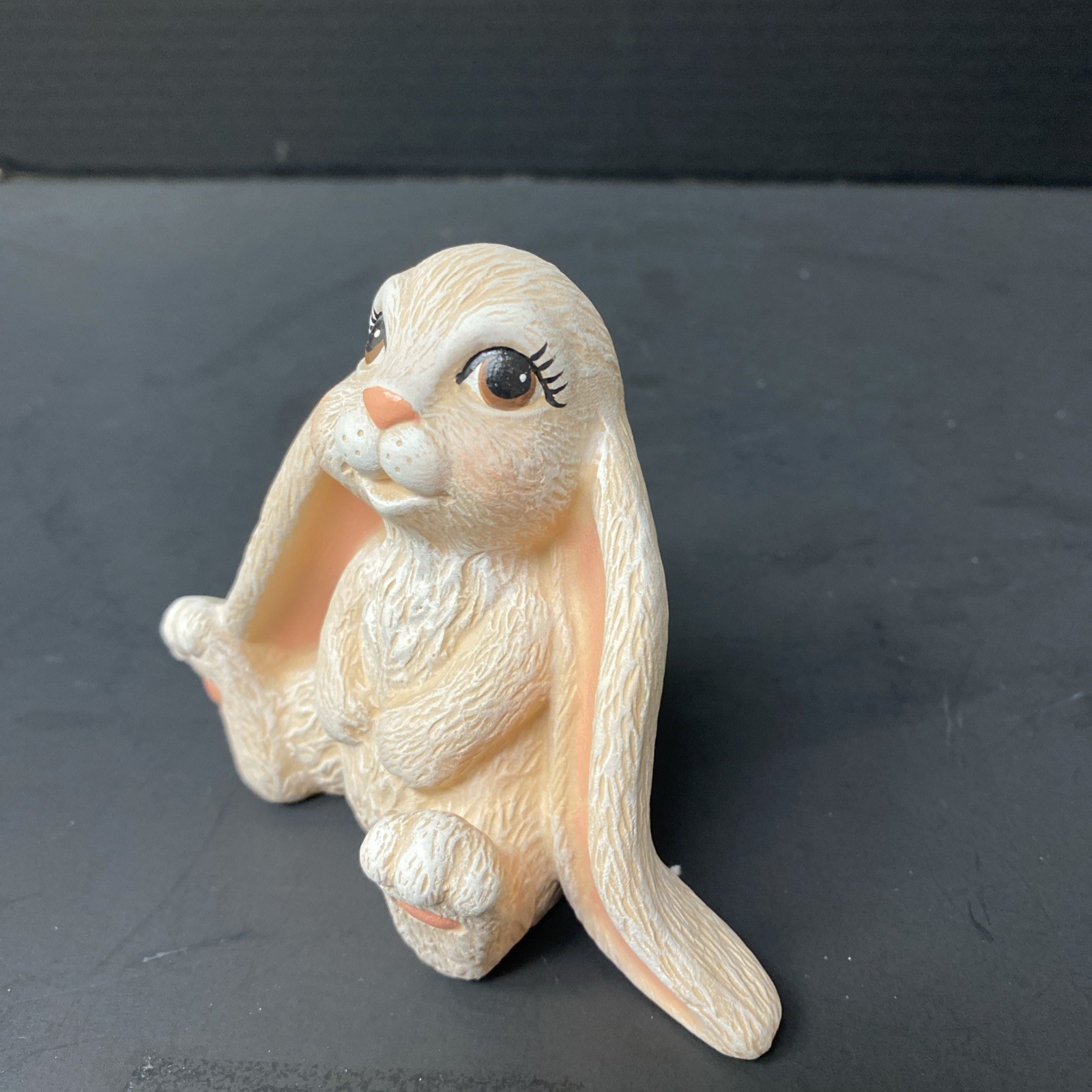 Ceramic Flop Eared Bunny Sitting 3.5″ Figurine Scioto Hand Painted