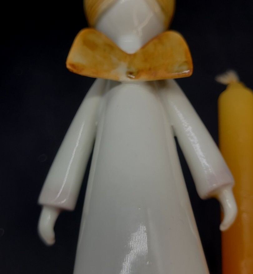 HTF!! Rare 1960s Aquincum Hungary Hand Painted Tall Angel Figural Candlestick…