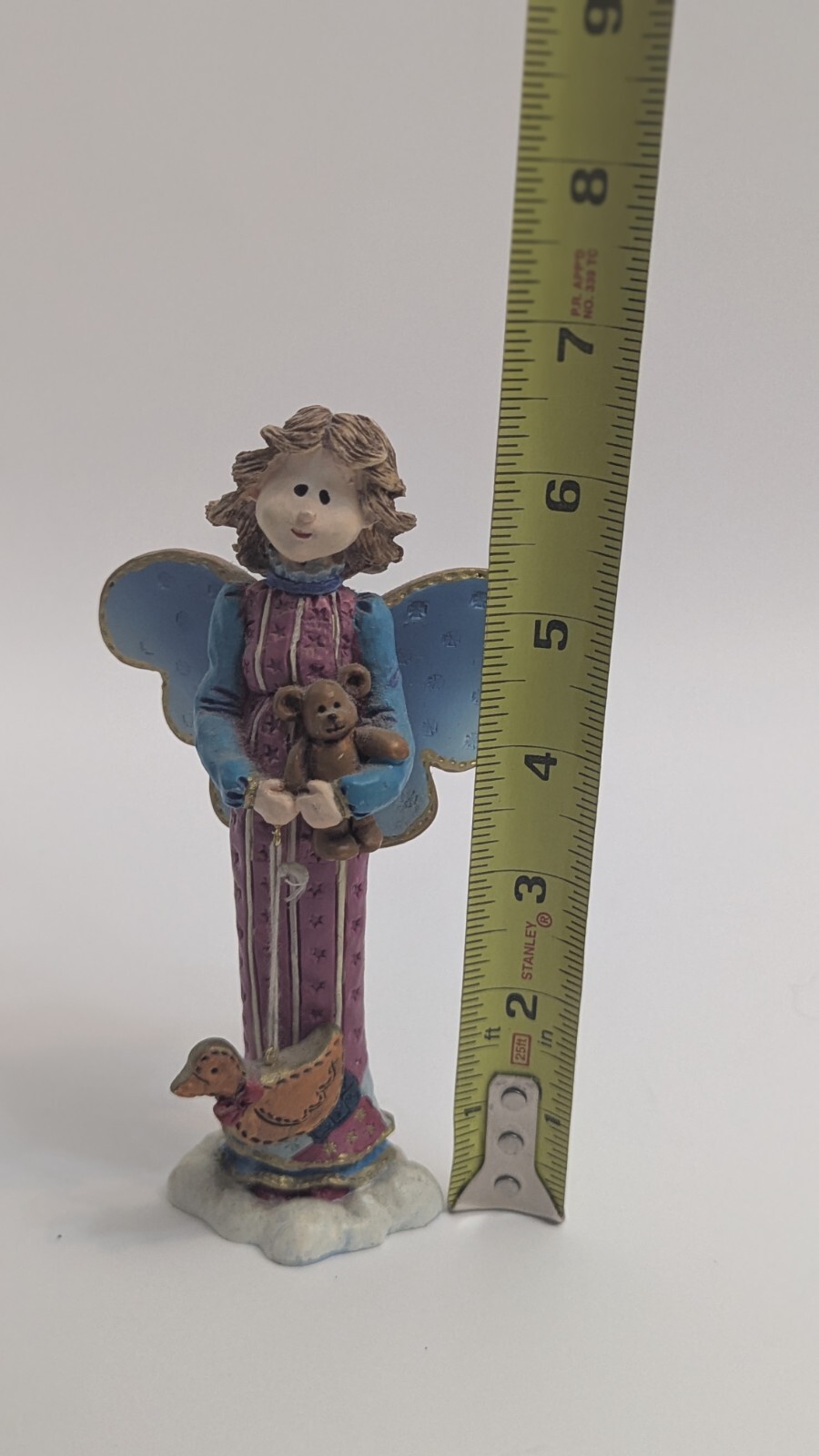 Russ Berrie Heavensent Angel 6″ Figurine #13825 Reg. CZ-1680 w/Teddy & Duck
