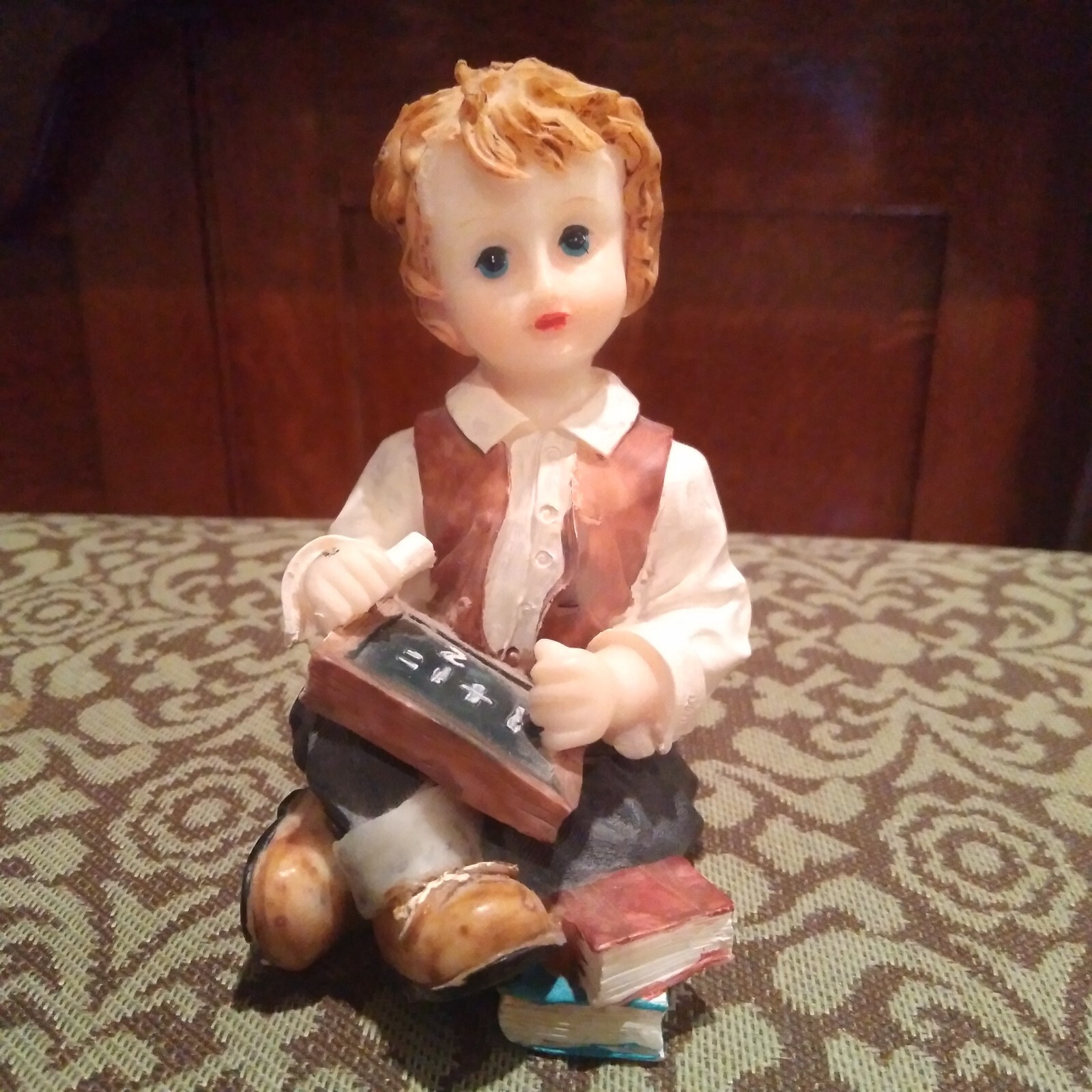 Vintage 1980’s Resin School Boy Figurine 3.25 inches tall