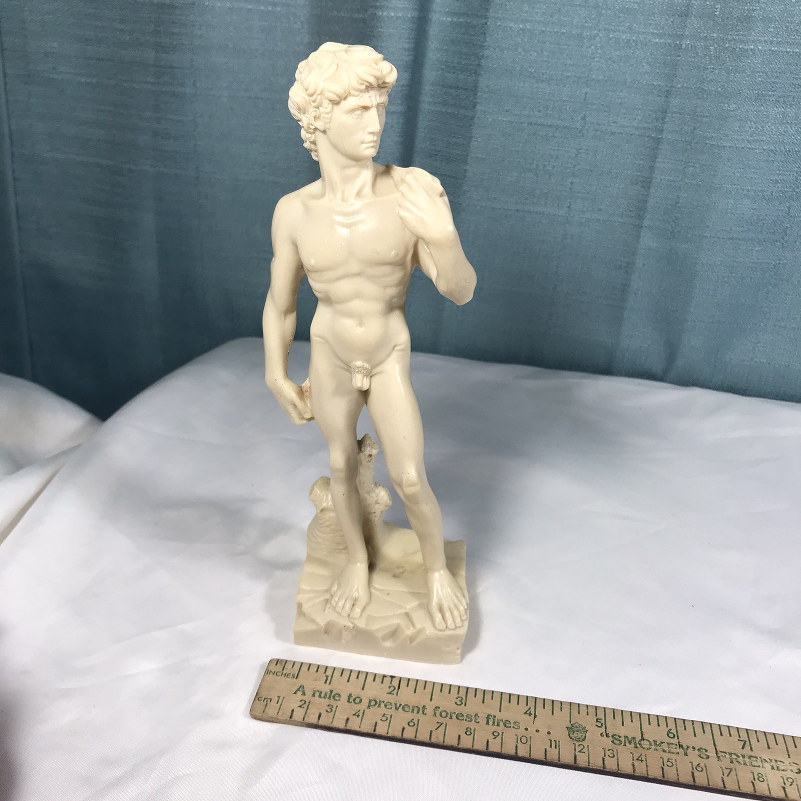 Vintage Statue Of David by Michaelangelo Hand Carved Souvenir 8.5”