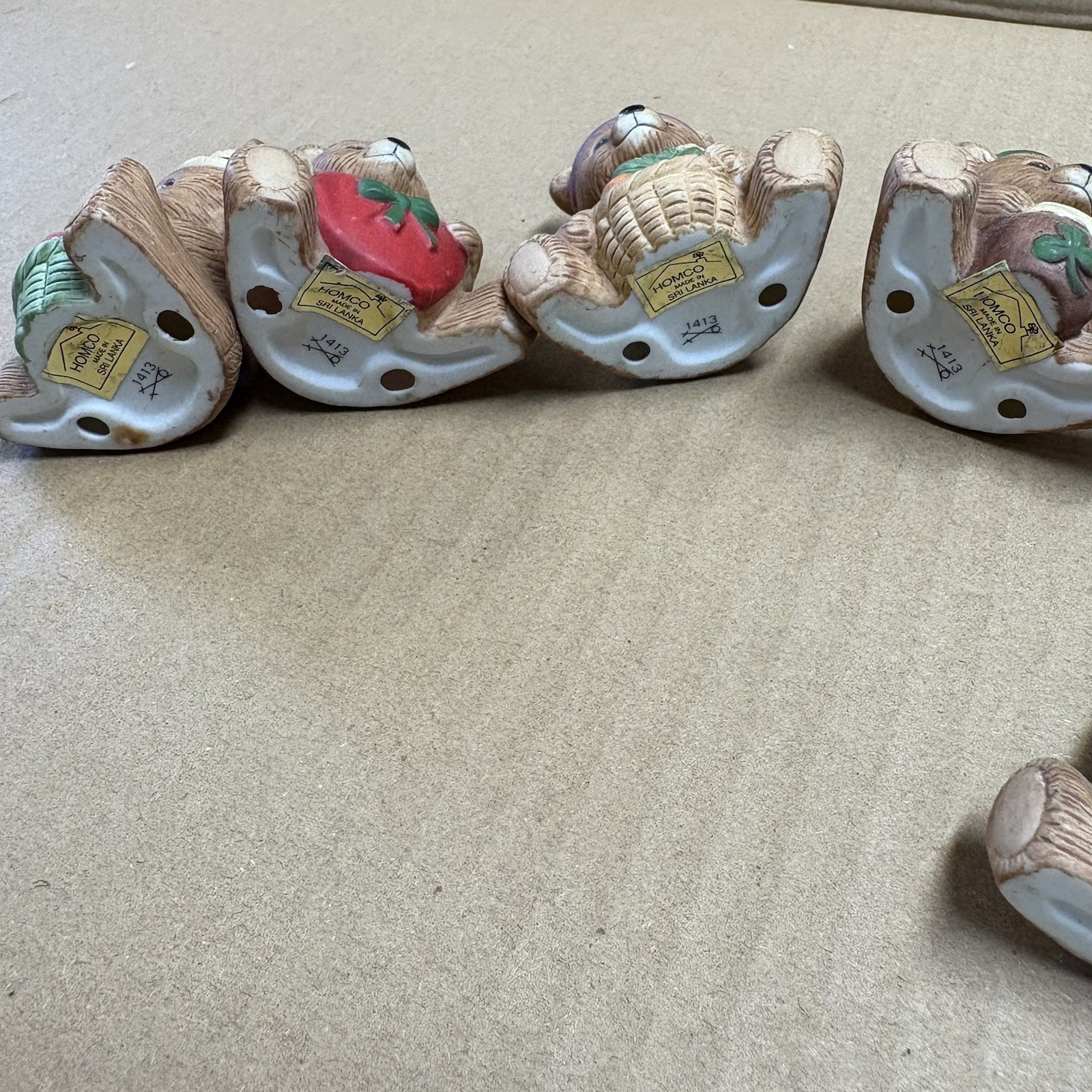 Vintage Homco #1413 Ceramic Figurine Set “Calendar Bears of the Month” Lot Of 8