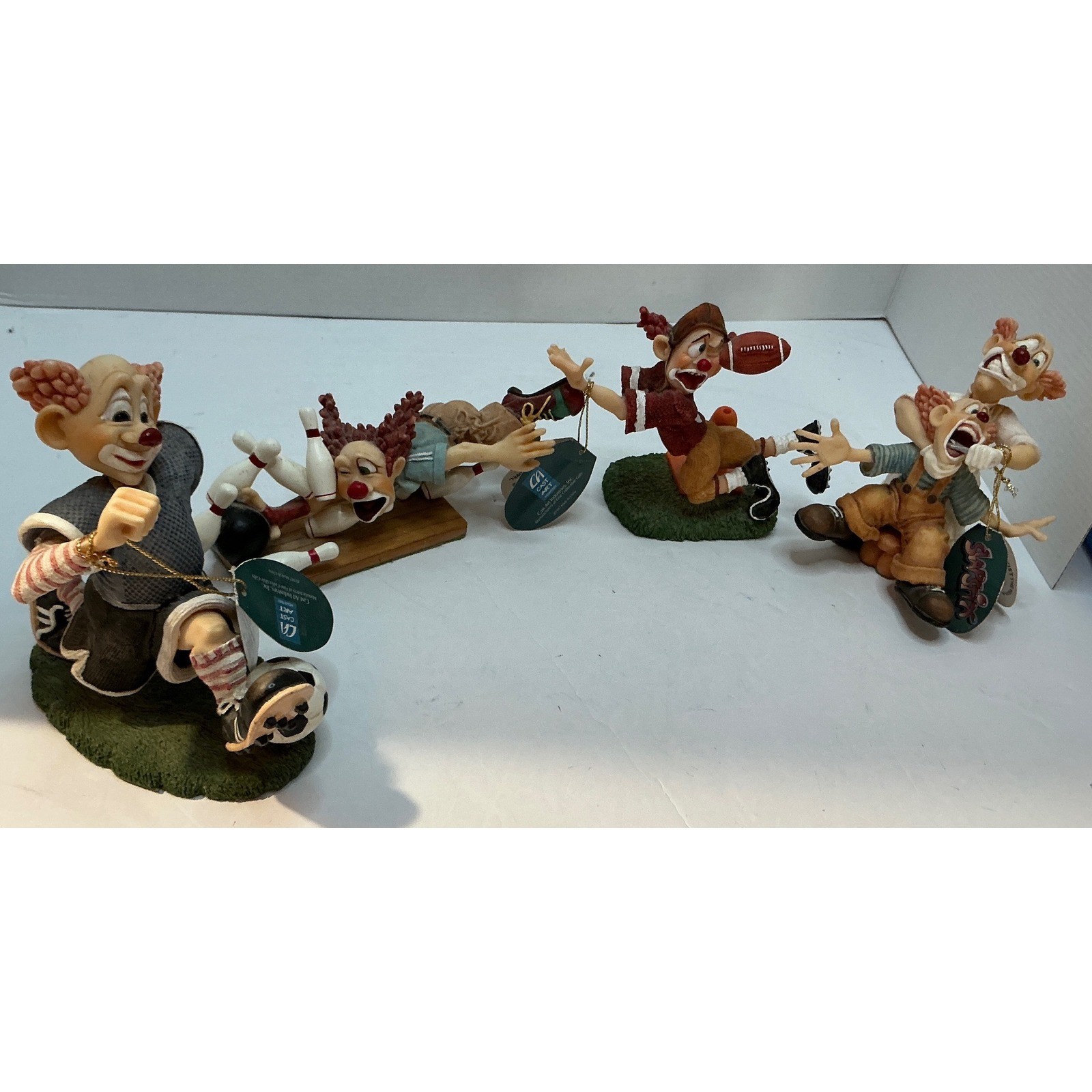 CA Cast Art Snort Clown Figurines Set 4 Vintage Sports Soccer Football Bowling