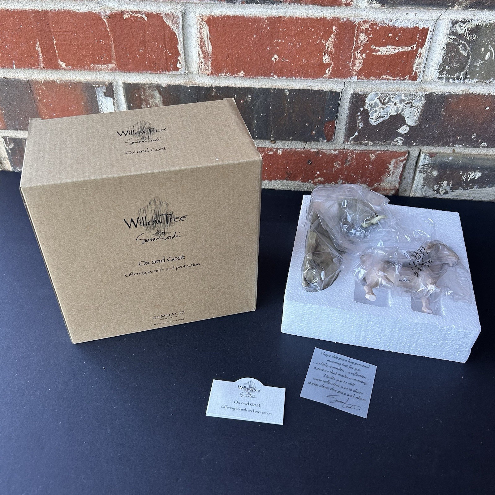Willow Tree Ox and Goat Sculpted Hand Painted Nativity 2 Piece Set New Open Box