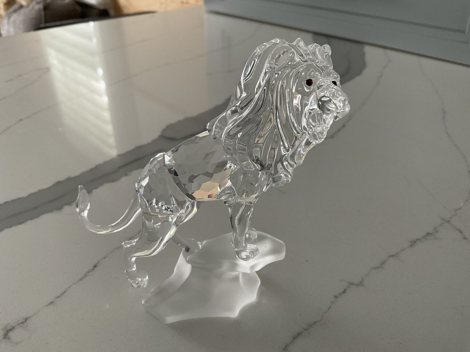 SWAROVSKI CRYSTAL FIGURINE LION STANDING OF ROCK NO BOX