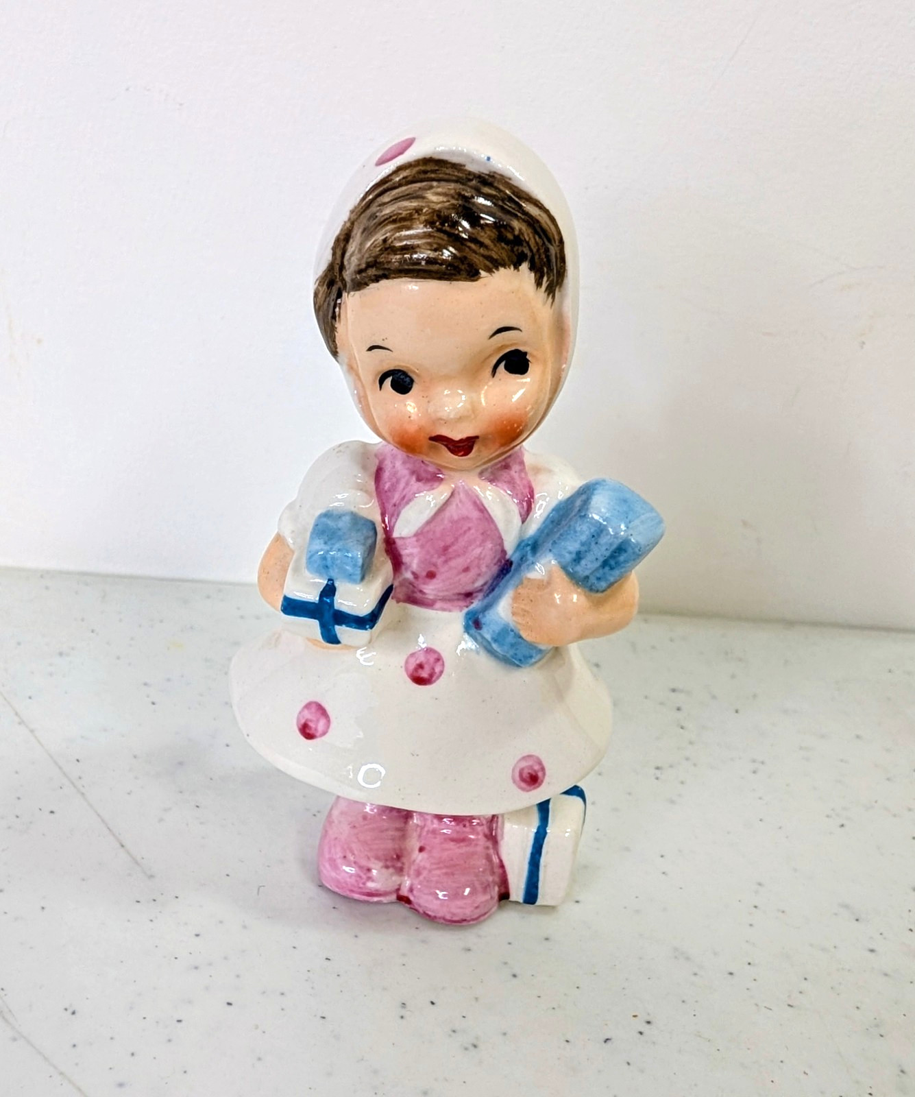 Vintage Ucagco Little Girl with Presents Figurine Japan