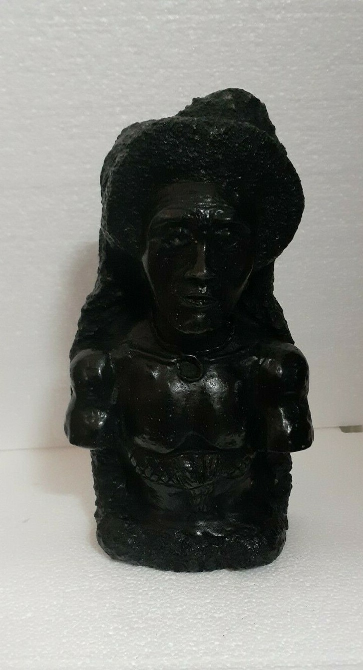 Vintage Coco Joes Lava Rock Sculpture Native Hawaiian Bust Made in Hawaii