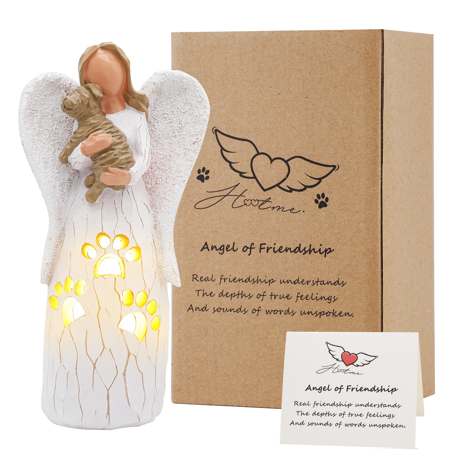 Wing Angel Figurines of Friendship Dog Memorial Gift Candle Holder Pet Loss Gift