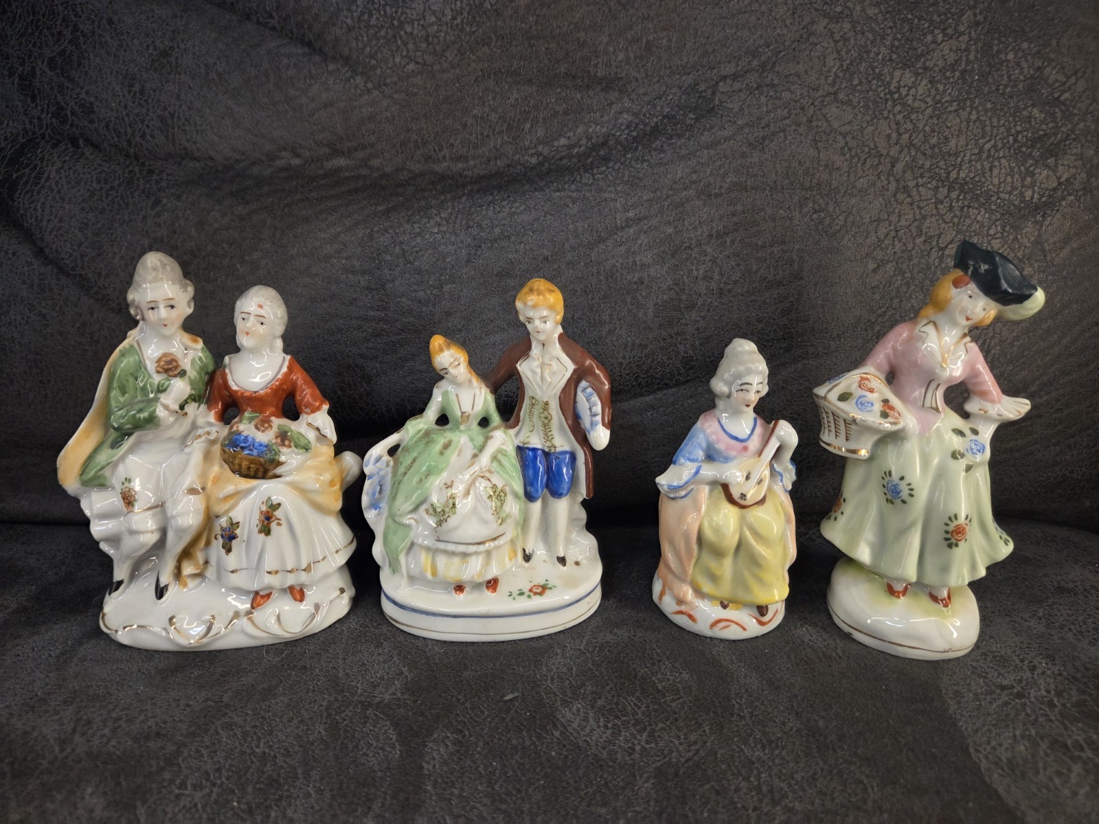 Vintage Occupied Japan Porcelain Figurines Lot Courting Couples Colonial 4pc
