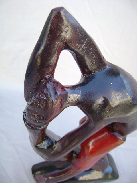 Wood Carved Sculpture Black Male Gymnast Athlete Figurine. 14″