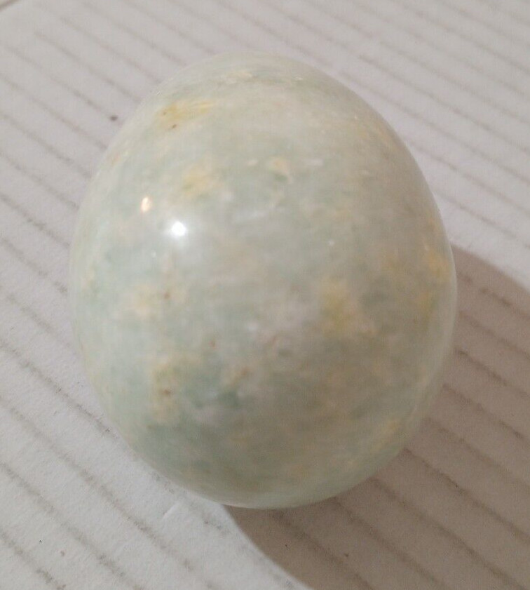2.5″ Green Stone Egg With Wood Base Stand Pedestal