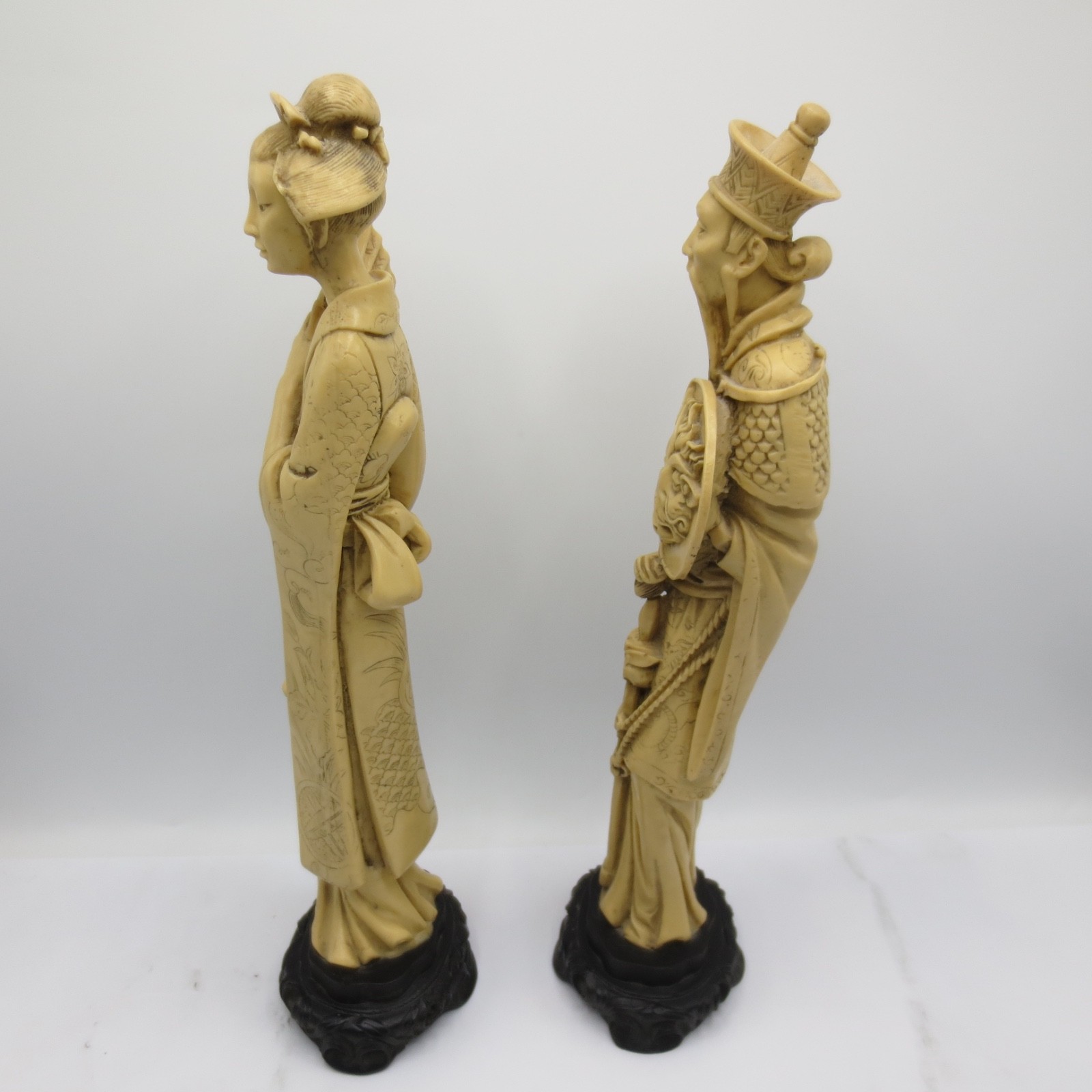 Vintage Asian Chinese Resin Figurine 14” Goddess and Sorcerer Home Decor
