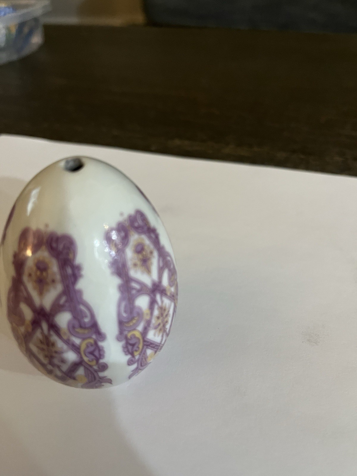 Ceramic Decorative Egg Purple Eastern Design, 3.0 Inch High