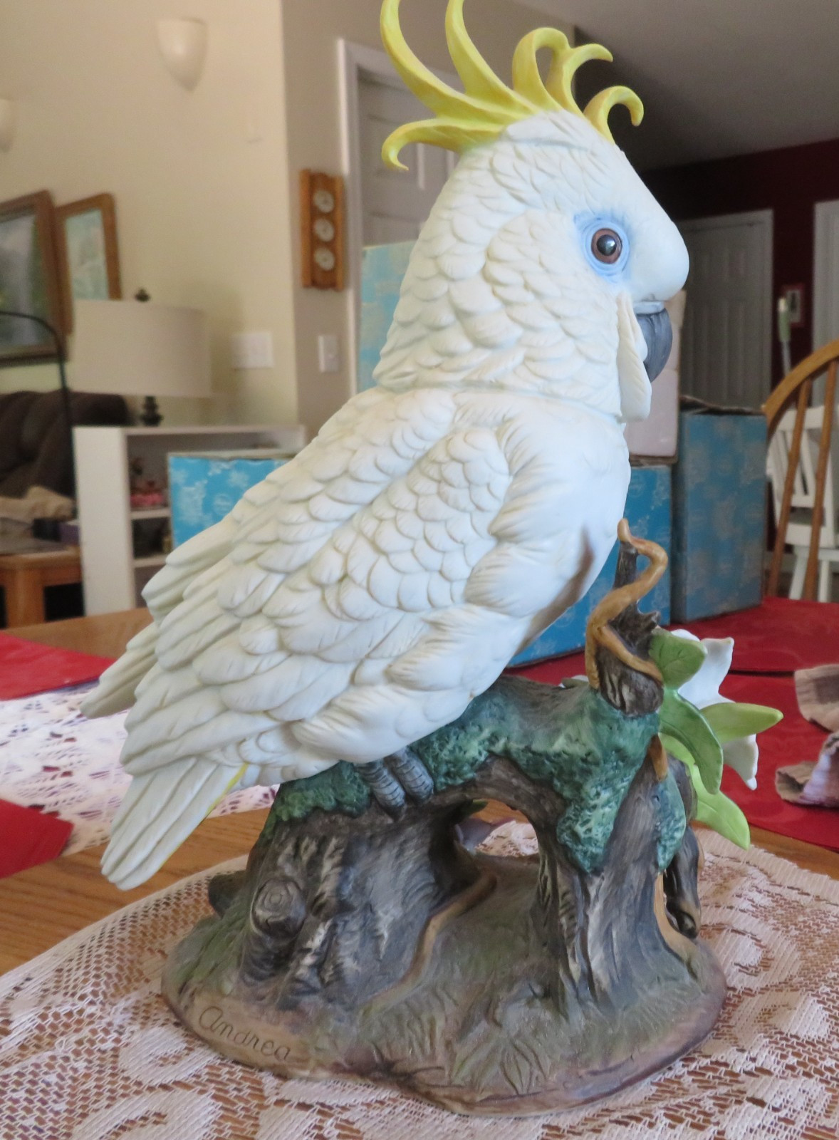ANDREA BY SADEK #6643 BLUE EYED WHITE COCKATOO 8.25″ TALL WITH BOX RARE!