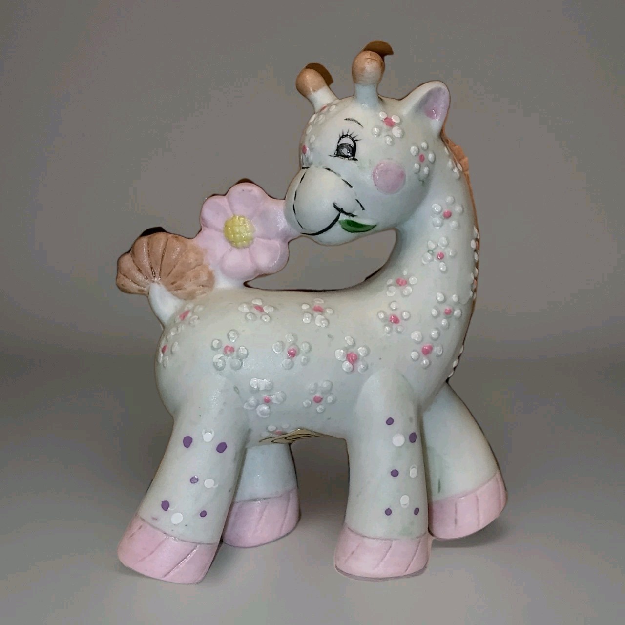 Vtg Enesco Baby Giraffe Flowers Figurine Decor