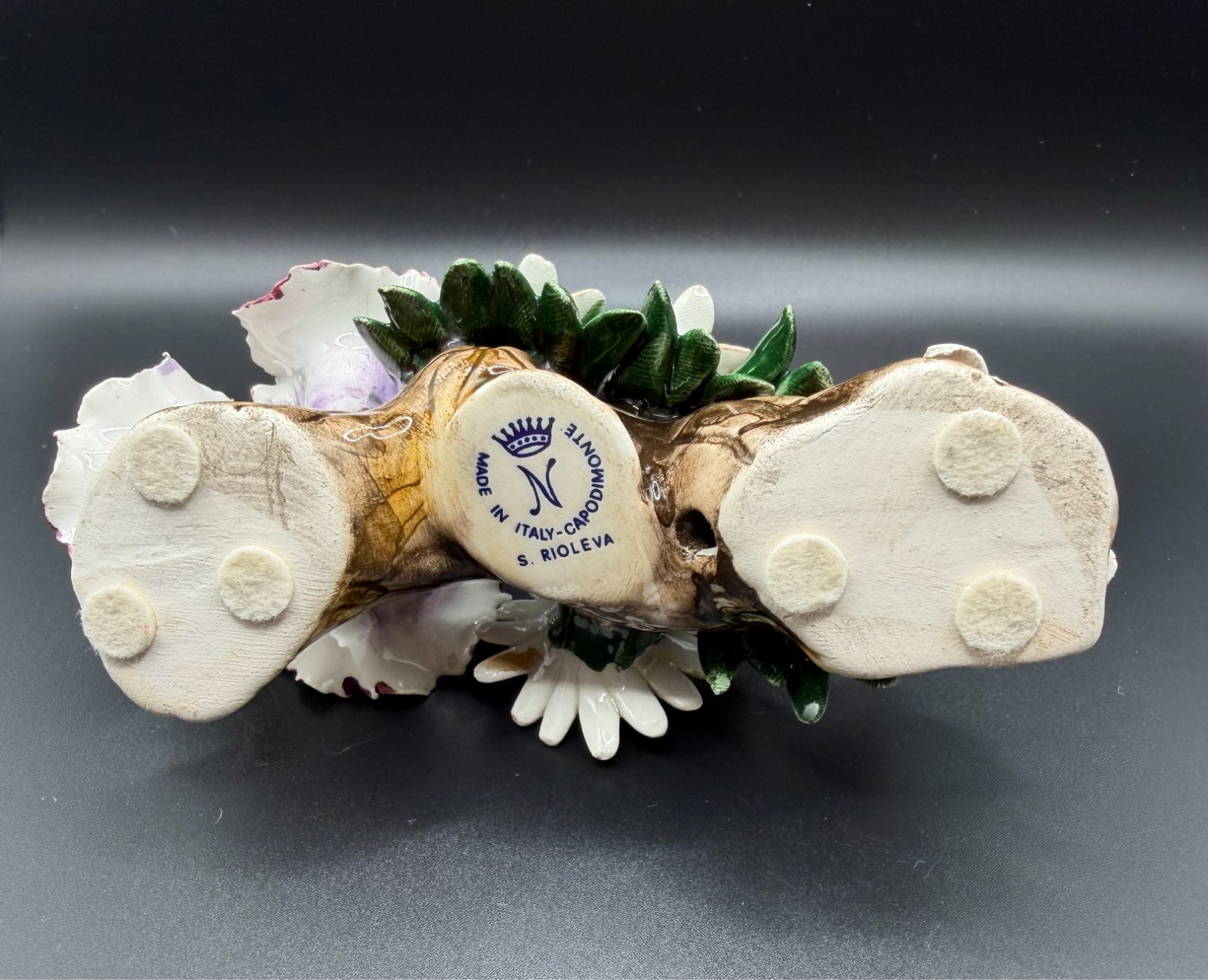 Vintage Capodimonte Italy S. Rioleva Porcelain Floral Bouquet on Branch Figurine