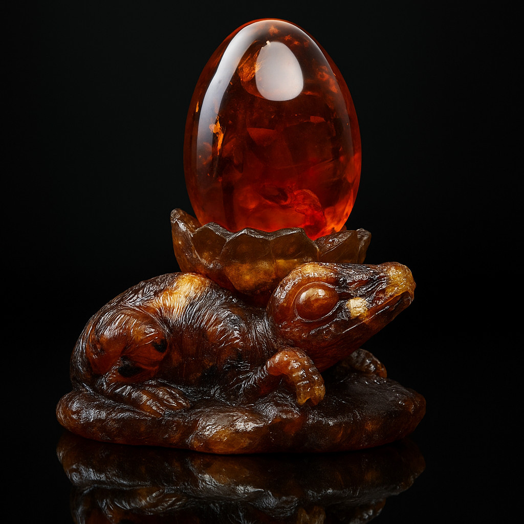 Baltic Amber Figurine | Sleeping Lizard with Egg – Wholesale