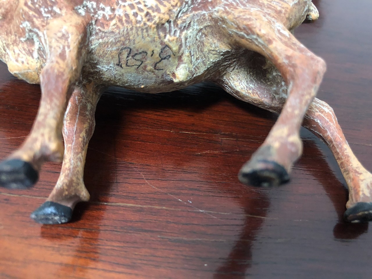 PAIR OF ANTIQUE GERMAN COMPOSITION DEER STAG RUNTING CALL 5″