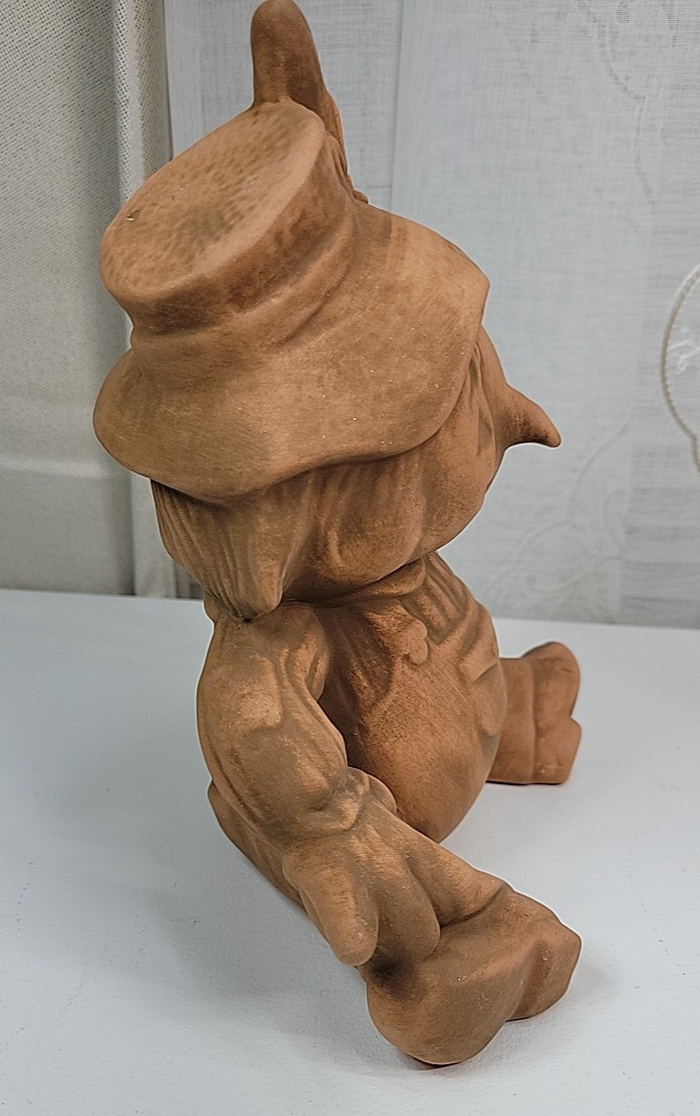 VTG Redware Ceramic Halloween/Fall Pumpkin Head Scarecrow Figurine Aged Finsh 9″