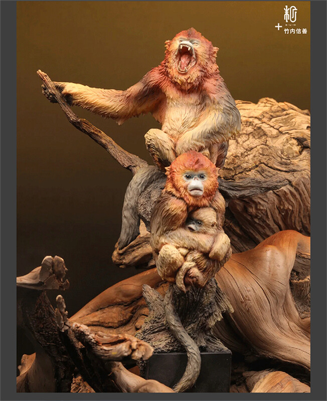 Manas Studio 竹内信善 Snub-Nosed Monkey Limited Animal Statue Resin Painted Model