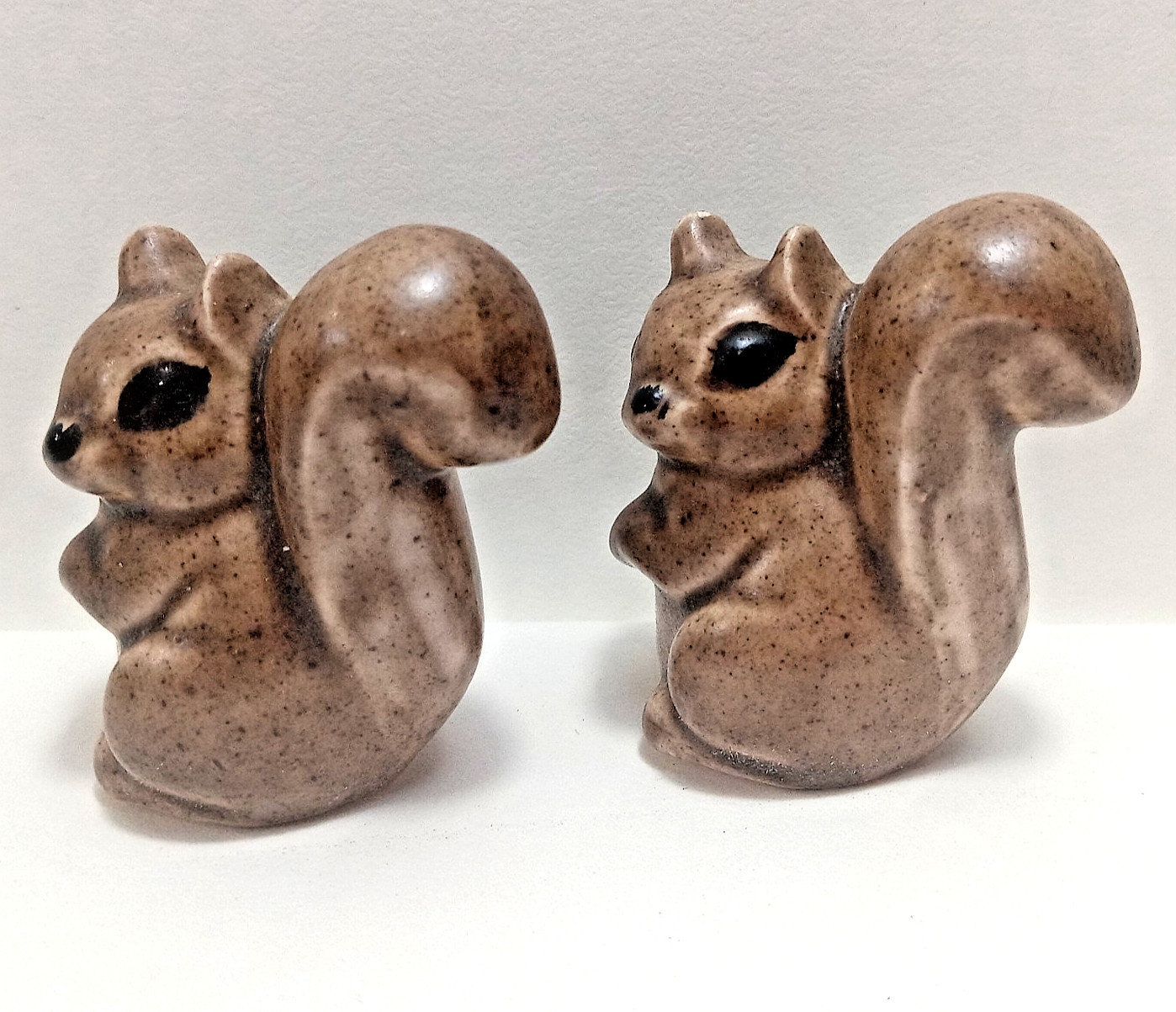 Vintage Ceramic Squirrel Figurines Set of 2 Brown Miniature Woodland Animals
