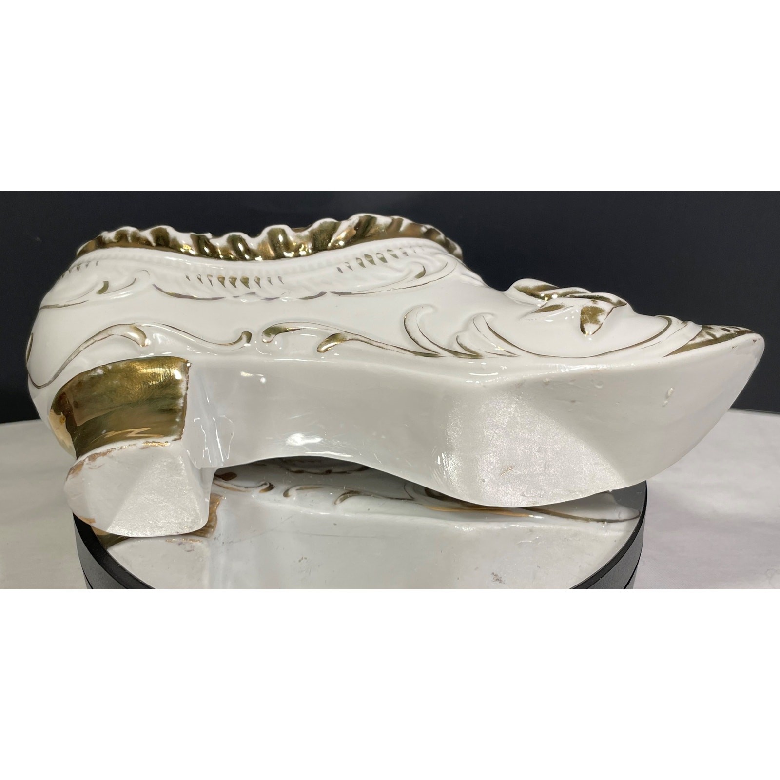 Lot of 3 Vintage Porcelain Glass Shoes Pink Luster Floral Amber Slipper