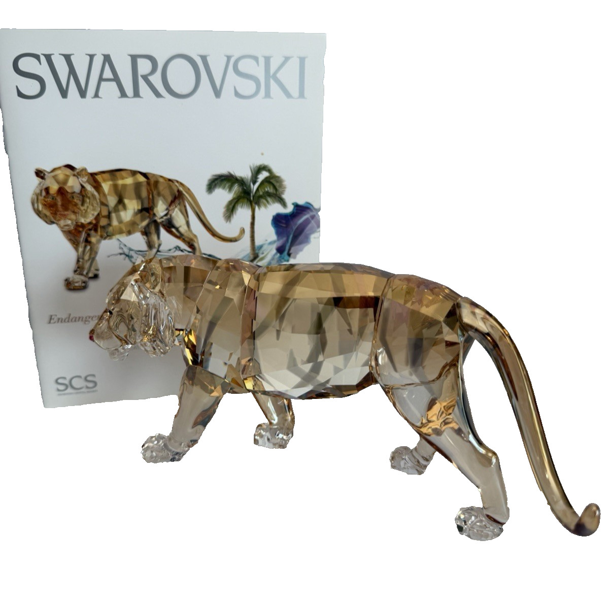 2010 Swarovski Crystal RETIRED Endangered Wildlife Tiger Figurine w/ Orig. Box