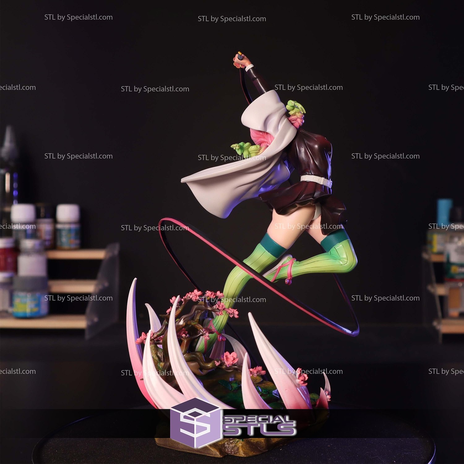 Mitsuri Kanroji in Action! 3D Printed! Airbrush+Hand-Painted or Unpainted!